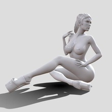 woman figure female girl body legs character pretty human hairstyle printable statue sculpture figurine miniature model pose sit 3d print model - Mito3D
