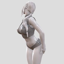 Kadın şekil giyilmiş çıplak kadın kız vücut bacaklar karakter güzel insan saç stili yazdırılabilir heykel heykelcik minyatür Hanım model poz insanlar elbise kumaş topuklu 3d print model - Mito3D