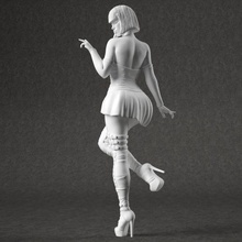 femme figure vêtu vêtements femelle fille corps jambes personnage joli Humain coiffure imprimable statue sculpture figurine miniature modèle bottes talons robe déshabiller pose 3d print model - Mito3D