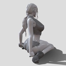 femme figure vêtu version femelle fille corps jambes personnage joli Humain coiffure imprimable statue sculpture figurine miniature modèle tissu talons pose court asseoir 3d print model - Mito3D