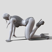 mujer figura vestido versión hembra niña cuerpo piernas personaje bonita humano peinado imprimible estatua escultura figurilla miniatura modelo pose 3d print model - Mito3D