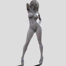 Kadın şekil çıplak kadın kız vücut bacaklar karakter güzel insan saç stili yazdırılabilir heykel heykelcik minyatür 3d print model - Mito3D
