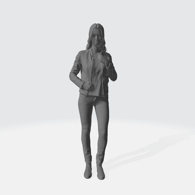 woman figure standing - hands on jacket 1 64 3d print model - Mito3D