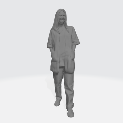 woman figure standing hands in jacket pocket game 1 64 3d print model - Mito3D