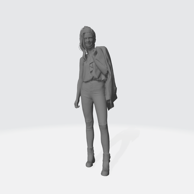 woman figure standing holding jacket 1 64 3d print model - Mito3D