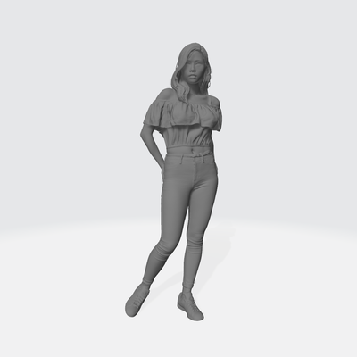 woman figure standing off-shoulder 1 64 3d print model - Mito3D