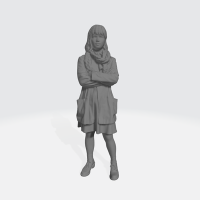 mulher figura pé vestindo cachecol 1 64 3d print model - Mito3D