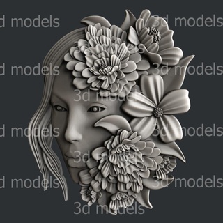 woman flower printer stl cnc artcam aspire vcarve 3d print model - Mito3D