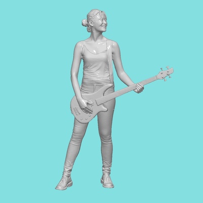 femme guitare personnage diorama art roche moulé pression 1 64 corps 32 maquette miniature humain miniatures figurines 3d print model - Mito3D