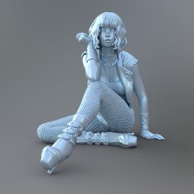 frau miniatur weiblich mädchen körper niedlich statue skulptur zahl figur modell büste kunst harz dame haar ziemlich charakter 3d print model - Mito3D