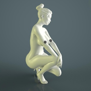 mulher miniatura fêmea menina corpo pernas Penteado escultura estatueta pose fofa vestido arte senhora cabelo equipamento bonita personagem 3d print model - Mito3D