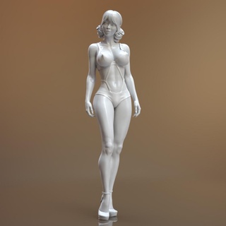 femme miniature femelle fille corps jambes coiffure sculpture figurine pose mignonne vêtu Dame cheveux tenue joli personnage 3d print model - Mito3D