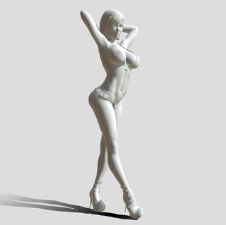 Kadın minyatür kadın kız vücut bacaklar heykel şekil heykelcik model poz Şirin Sanat Hanım saç güzel karakter 3d print model - Mito3D