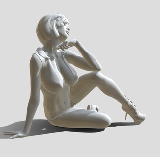 Frau Miniatur weiblich Mädchen Körper Beine Statue Skulptur Zahl Figur Modell Pose niedlich Kunst Dame Haar ziemlich Charakter 3d print model - Mito3D