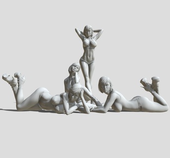 femme miniatures 4 variantes femelle fille corps jambes statue sculpture figure figurine miniature modèle pose mignonne art Dame cheveux joli personnage 3d print model - Mito3D