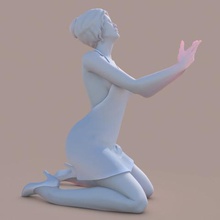 mujer que ofrece art niña las mujeres la postura escultura zen 3d print model - Mito3D