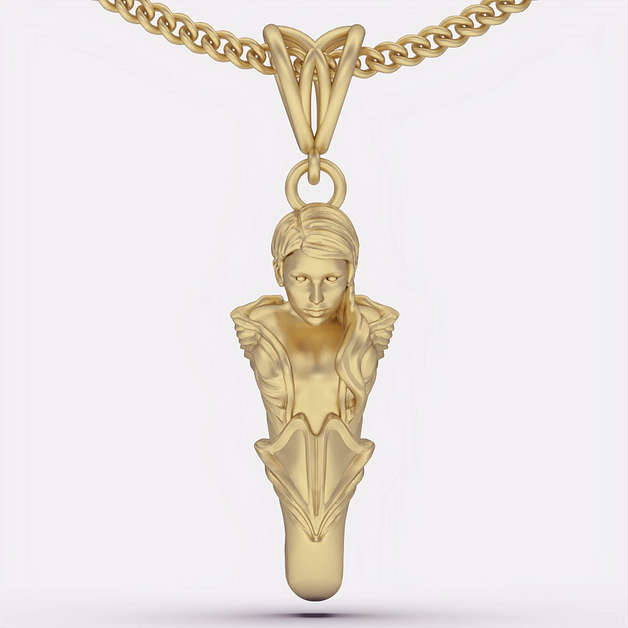 donna pendente argento oro gioielleria stampabile 3d modello tendenza moda design zbrush tigre 3D print model - Mito3D