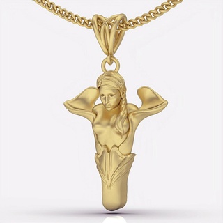 femme pendentif argent or bijoux imprimable 3d modèle tendance mode conception zbrush tigre 3d print model - Mito3D