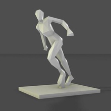femme pose art la sirène animaux de danse géométriques minimaliste et abstraite sculpture low poly mode 3d print model - Mito3D