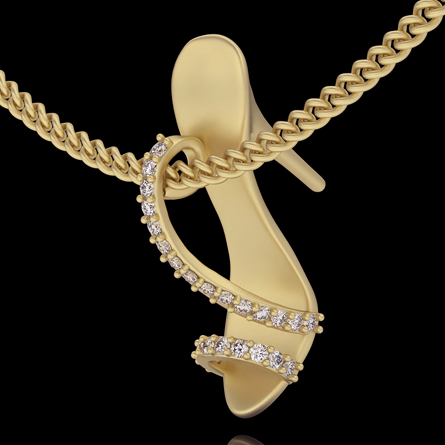 woman shoe pendant silver gold jewelry printable 3d model trend fashion design zbrush tiger 3D print model - Mito3D