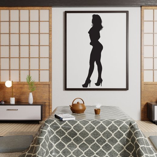mujer silueta 4 Arte decoración imagen niña clipart casa habitación diseño lona 3D print model - Mito3D
