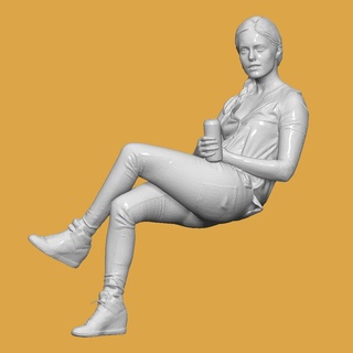 mulher sentado bebendo diorama diecast 1 64 corpo 32 24 brincar miniatura humano miniaturas estatuetas 3d print model - Mito3D