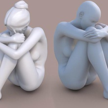 Frau sitzt Kunst Mädchen der Miniatur pose Körper Figur 3d print model - Mito3D