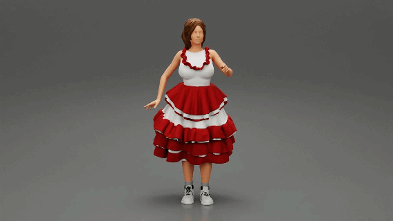 woman standing frolic dress flamenco 164scale 164photography diorama164scale 164scalediecast girl body character human female sculpture decor diorama figure people print dancing 3d print model - Mito3D