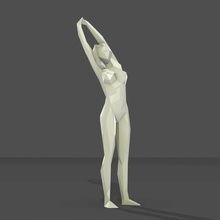 woman standing hand stretched art mermaid animals pose dancing geometric minimalist abstract sculpture low poly fashion 3d print model - Mito3D