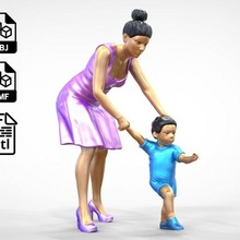 woman takes care child miniature human miniatures posing character person printable figurines people take-care baby crying shopping pretty mom mother 3d-print 1-64 3d print model - Mito3D