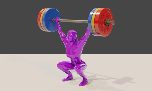 woman weightlifting snatch statue barebell weightlift fitness gym crossfit 3d print model - Mito3D