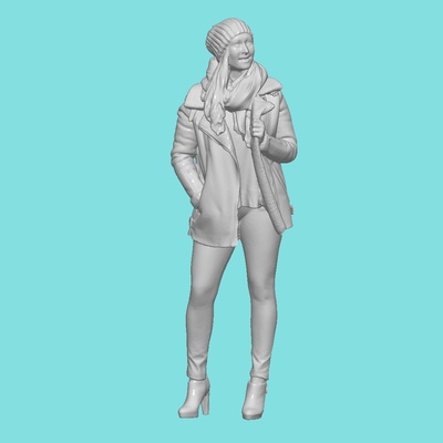 donna inverno cappotto carattere diorama arte pressofuso 1 64 corpo 32 modello miniatura umano miniature figurine 3d print model - Mito3D