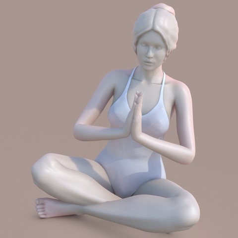 mujer de yoga art niña las mujeres deporte la meditación el gimnasio zen instalación escultura 3D print model - Mito3D