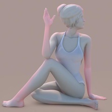 kadın yoga 08 sanat Bayan kız minyatür heykelcik yükleme spor salonu zen kadınlar vücut 3d print model - Mito3D