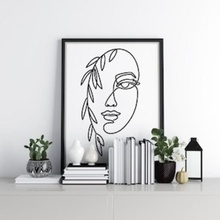women art leaves eye face oneline wallart deco 3d print model - Mito3D