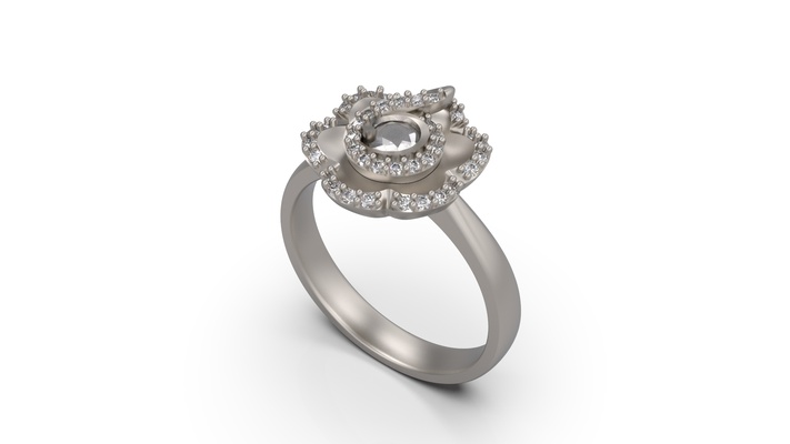 mujer diamante lujo solitario anillo eu 54 joyería joya stl regalo roca 3d print model - Mito3D