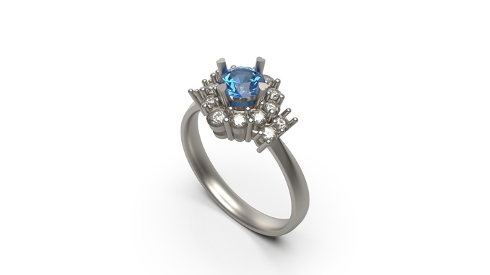 women lady diamond stone ring - eu 53 jewellery jewelry luxury stl gift 3d print model - Mito3D