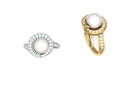 women pearl ring 3d print model - Mito3D