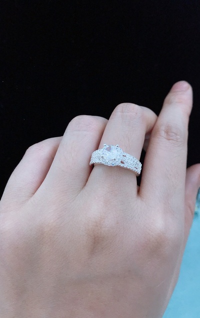 mujer anillo 46 joyería joya diamantes diamante oro plata anillos acoplamiento boda gemas diseño platino imprimible 3d print model - Mito3D
