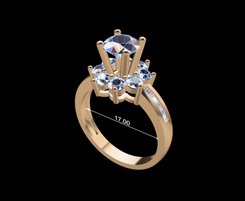 femmes bague 55 bijoux diamants diamant or argent femme anneaux bijou couplage mariage gemmes conception platine imprimable 3d print model - Mito3D