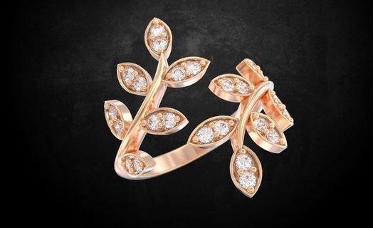 womens ring twig diamonds 163 3dprinted design fashion gold golden jewel jewellery jewelry print printabl printable printing prototyping silver 3d print model - Mito3D