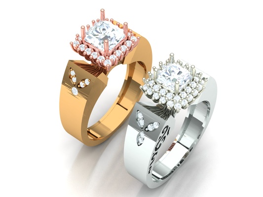 mujeres trozo solitario anillo joyería joya anillos mujer oro soliter doble 3d print model - Mito3D