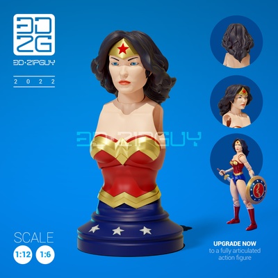 wonder woman articulated bust diana prince superman action figure toy toys dc justice league comics female dolls bjd ball jointed poseable 3d print model - Mito3D