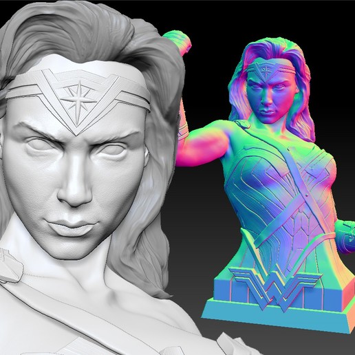 wonder woman de gal gadot la impresión 3d busto art mujer maravilla el niña pregunto escultura película hollywood héroe heroína superhéroe superheroína dc marvel acción actriz humanos personas femenino 3D print model - Mito3D