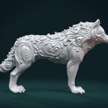 maravilloso lobo art carnivora de los mamíferos fir canino bestia la estatua estatuilla en miniatura escultura el barroco adornado se desplaza decoración 3d print model - Mito3D