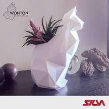 wonton gatto fioriera casa poli basso geometrica art la pianta animale domestico cat 3d print model - Mito3D