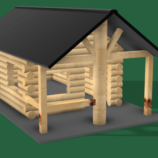 wood cabin diorama gadget 3D print model - Mito3D