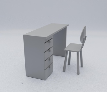 wood desk chair cartoon print printed miniatures thumbnails figures art furniture desktop 3d print model - Mito3D