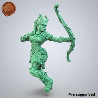wood elf archer 01 Game dnd miniature pathfinder elves woodelf dungeons dragons dnd5e girl 32mm support resin 3d miniatures bow forest 3d print model - Mito3D
