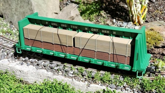 Odun yük merkez ışın düz araba g scale gauge ggauge gscale palet kereste kullanılmış usatrains oyuncak 3d print model - Mito3D